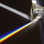 A prism casts a spectrum of pure light. Where is purple?